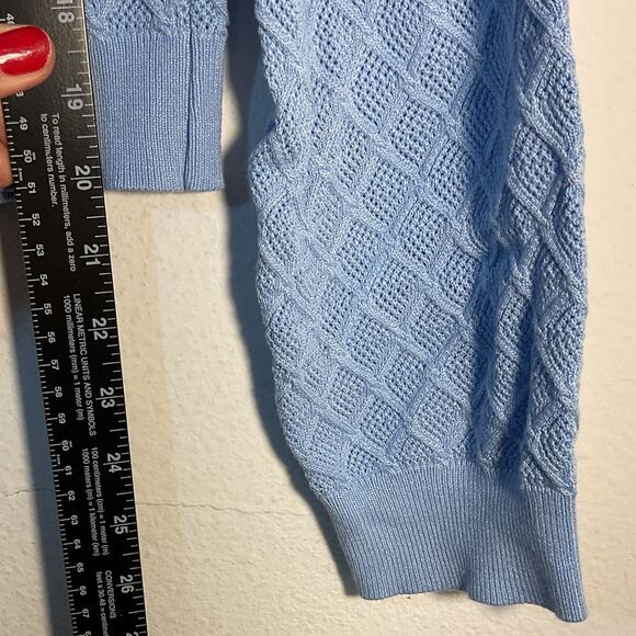 Lizette collection ladies sweater XL BLUE CREAM PEARLS ACADEMIA PREPPY COLLARED - Picture 6 of 10